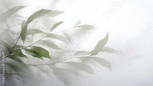 Abstract plants and shadow on wall texture background