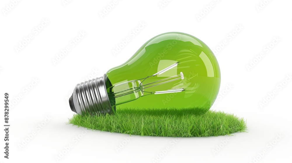 Solar-powered LED light bulb, representing green energy, isolated on white