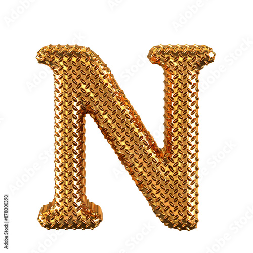 Gold ribbed symbol. letter n