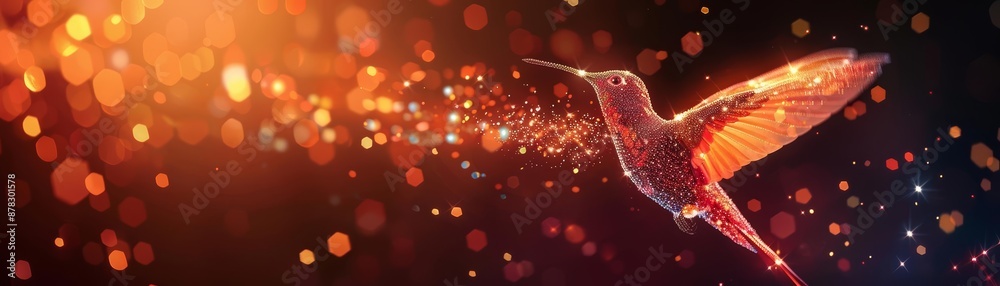 Abstract glowing hummingbird with bokeh background. Abstract glowing hummingbird with bokeh background.