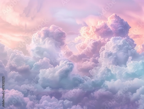 dreamy pastel cloudscape gentle gradients of soft pinks lavenders and mint greens blending seamlessly ethereal atmosphere