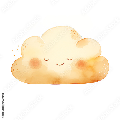 Cute watercolor blue cloud Illustration on transparent background.