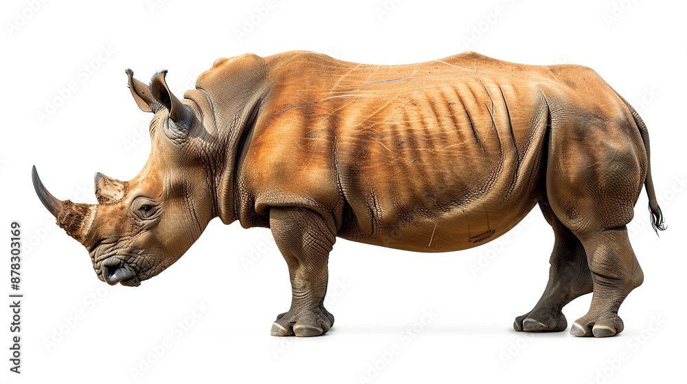 White Rhino Standing Isolated White Rhino Standing Isolated