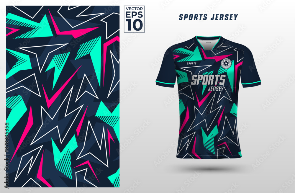 T-shirt sport jersey design template with geometric line pattern background. Sport uniform in front view. Shirt mock up for sport club. Vector Illustration T-shirt sport jersey design template with geometric line pattern background. Sport uniform in front view. Shirt mock up for sport club. Vector Illustration