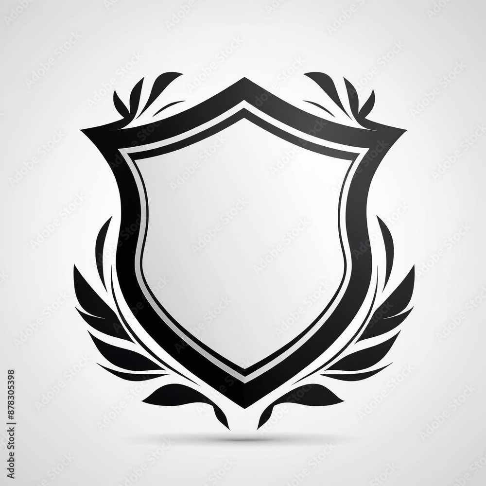 AI generative. Frame border shield of shaped emblem black on white background, isolated for logo, identity. Vintage style. 34 AI generative. Frame border shield of shaped emblem black on white background, isolated for logo, identity. Vintage style. 34