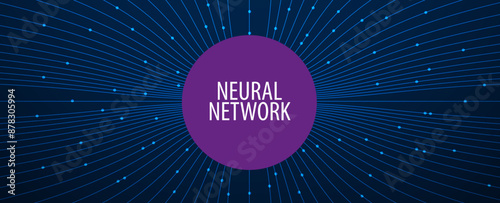 Neural network concept. Connected cells with links. High technology process. Abstract futuristic background. Vector art.