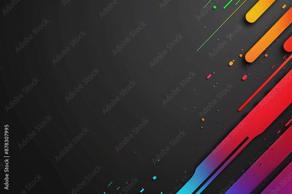 colorful lines and splashes on a black background, creating a vibrant and dynamic composition