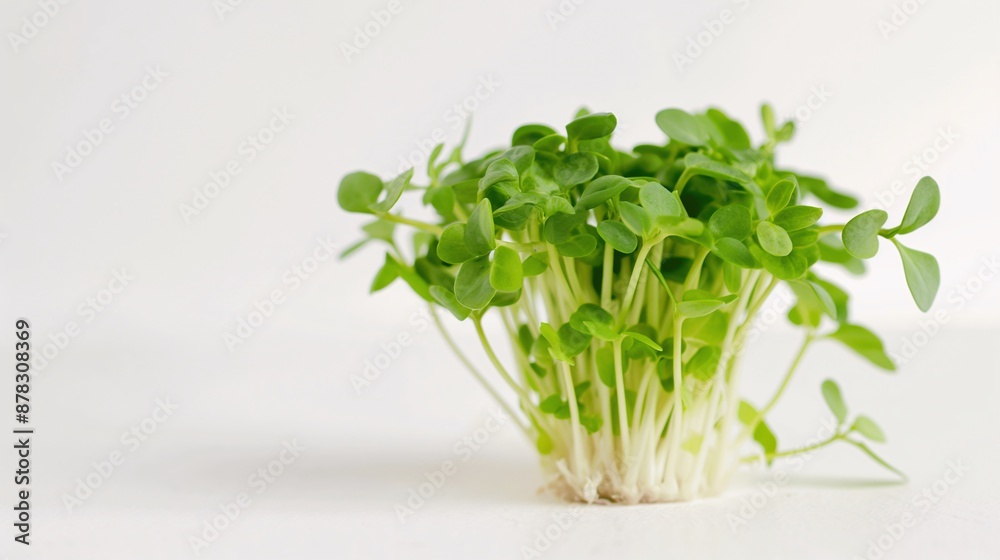 Fresh pea microgreen sprouts isolated on a white background Fresh pea microgreen sprouts isolated on a white background