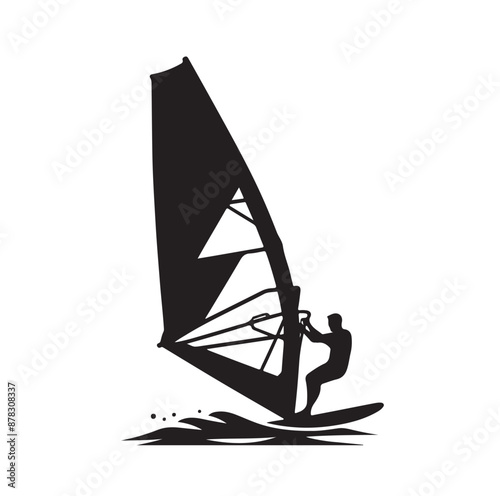 Set Of Windsurfing Silhouettes Illustration vector