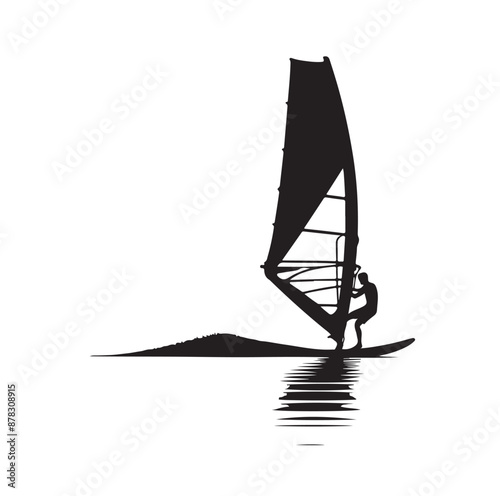 Set Of Windsurfing Silhouettes Illustration vector