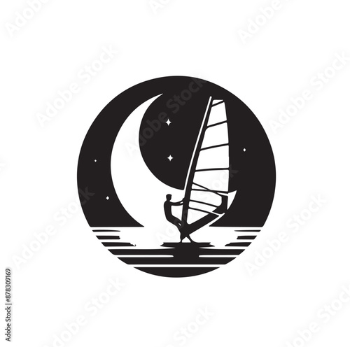 Set Of Windsurfing Silhouettes Illustration vector