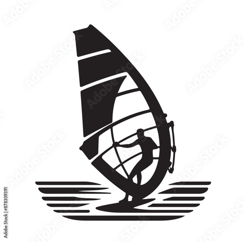 Set Of Windsurfing Silhouettes Illustration vector