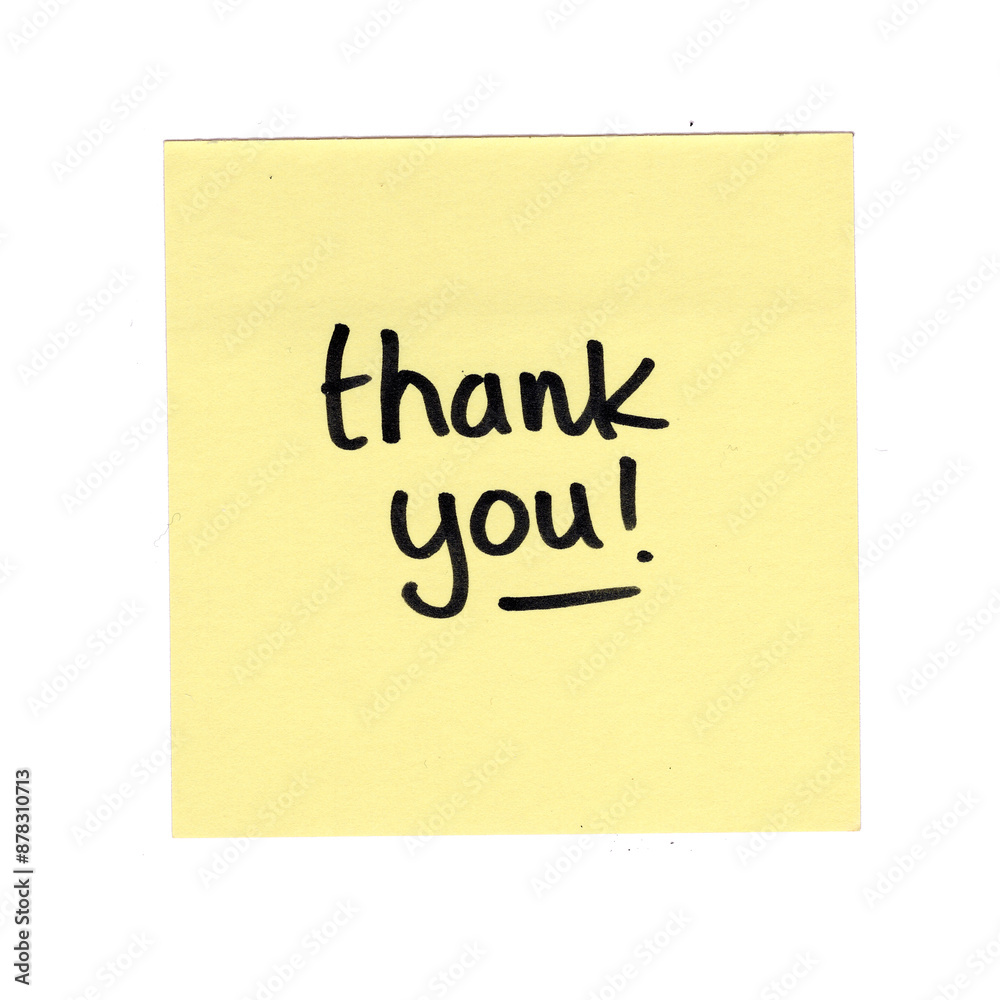 sticky note with handwritten text saying thank you, transparent background sticky note with handwritten text saying thank you, transparent background