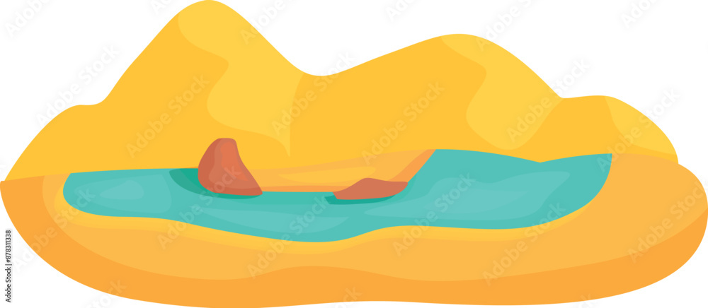 Small body of water surrounded by sand in the desert