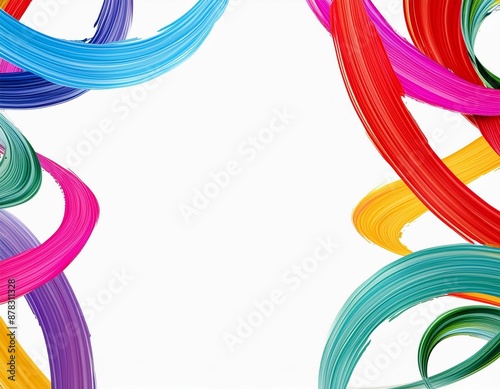 color bruh paint ribbon stroke swirl abstract splash on white background  photo