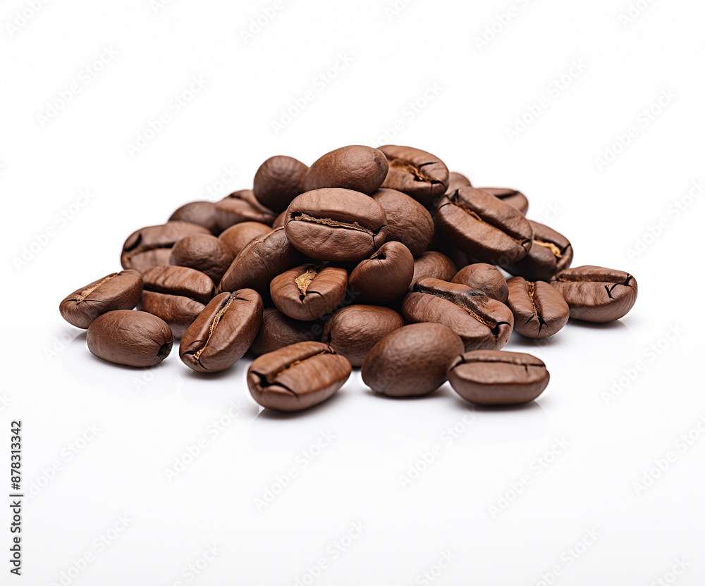 Coffee beans on white background, GenerativeAI, Closeup of coffee bean. Ingredient for drink Coffee beans on white background, GenerativeAI, Closeup of coffee bean. Ingredient for drink