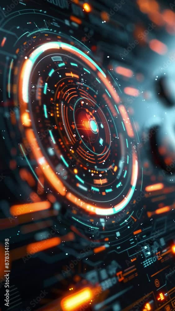 abstract hud hui future screen system seamless looping overlay 4k virtual video animation background