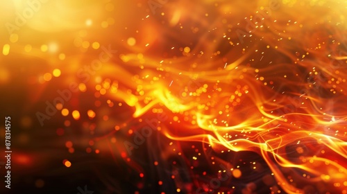 Vibrant abstract image of a fiery blaze with swirling flames and sparks, creating an intense and dynamic visual effect.