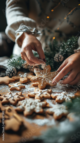 hands decorating cookies