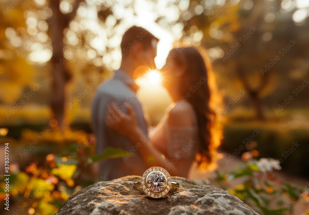Romantic marriage proposal on the beach at the seaside, Couple in love kissing outdoor with a marriage ring Romantic marriage proposal on the beach at the seaside, Couple in love kissing outdoor with a marriage ring