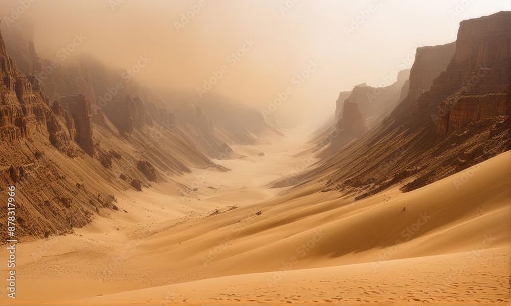 Naklejka premium sandstorm in the big desert canyon