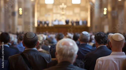 Wallpaper Mural Packed synagogue unites in fervent prayer during Neilah service, open ark reveals sacred Torah scrolls as Yom Kippur reaches its climactic conclusion Torontodigital.ca