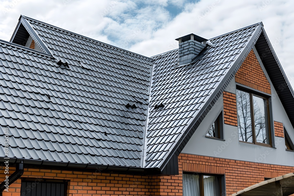 Modern House with Stylish Metal Roof and Brick Exterior Modern House with Stylish Metal Roof and Brick Exterior