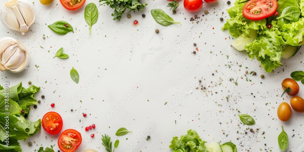 Fresh Salad Ingredients Top View with Copy Space Fresh Salad Ingredients Top View with Copy Space