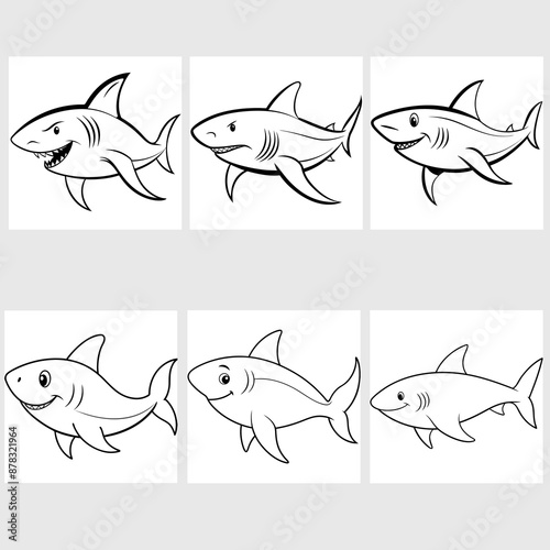 set of shark fish