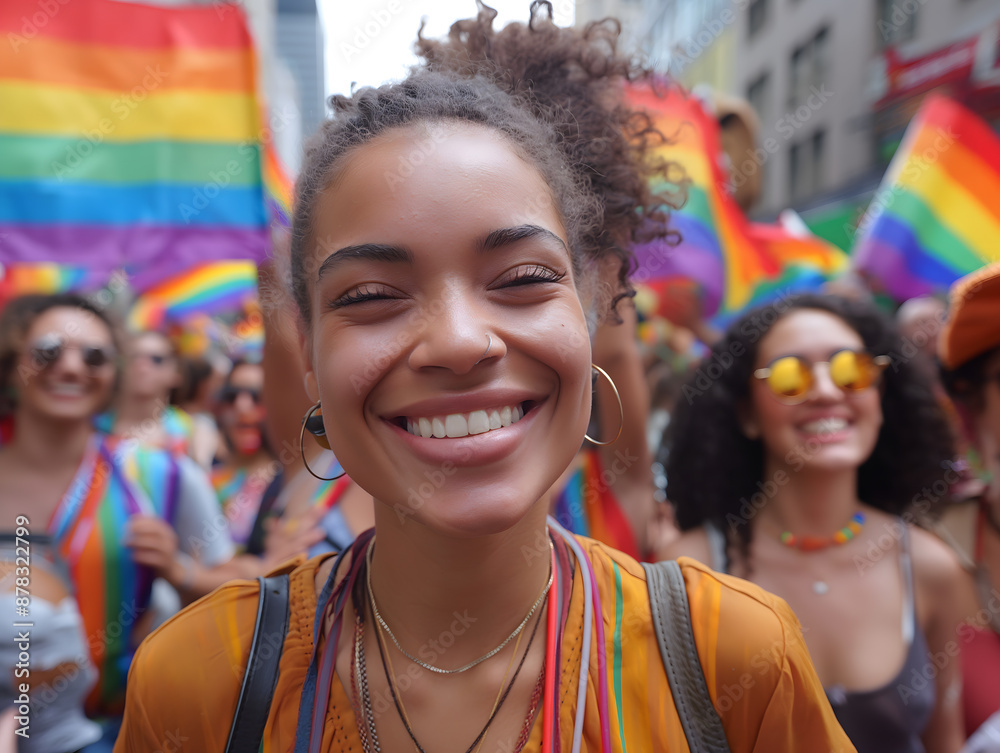 Selfie of a multi-ethnic group of friends with lgbt pride flags Selfie of a multi-ethnic group of friends with lgbt pride flags