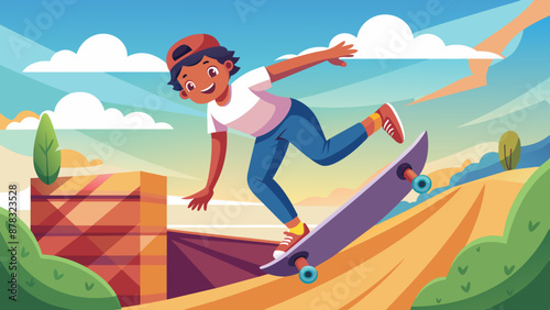 A mixed-race teenager skateboarding down a ramp, performing a trick with confidence and style.
