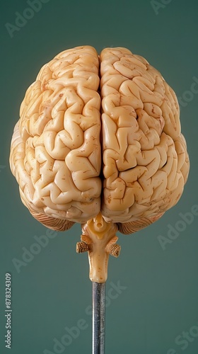 model of a human brain on a metal stick