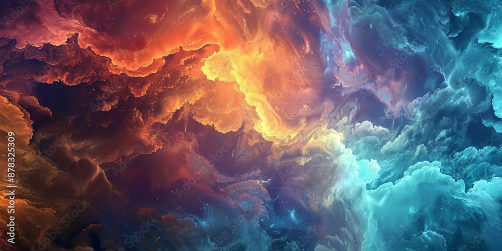 Fototapeta premium Colorful and Ethereal Abstract Space Nebula Background, Perfect for Wallpapers and Backgrounds. Explore the Mystical Beauty of the Universe, Ideal for Bestsellers and Science Publications. High-Resolu