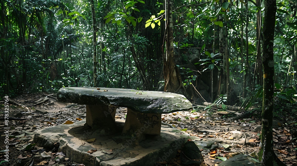 An vacant rock table used for selling wares in the state jungle An vacant rock table used for selling wares in the state jungle