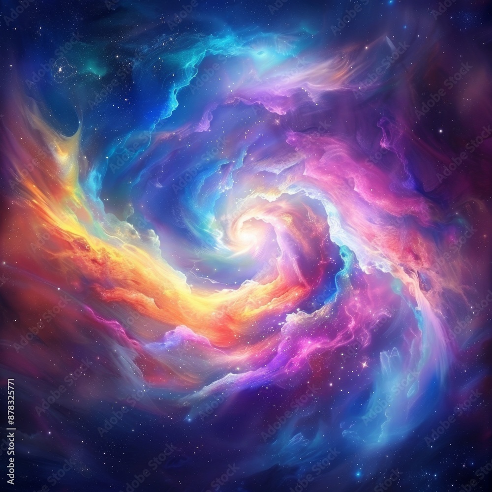 Obraz premium Colorful and Ethereal Abstract Space Nebula Background, Perfect for Wallpapers and Backgrounds. Explore the Mystical Beauty of the Universe, Ideal for Bestsellers and Science Publications. High-Resolu