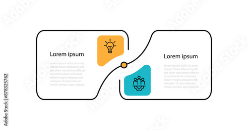 Vector template infographic element with 2 step line connected can be used for workflow, business presentation, and web graphic design 