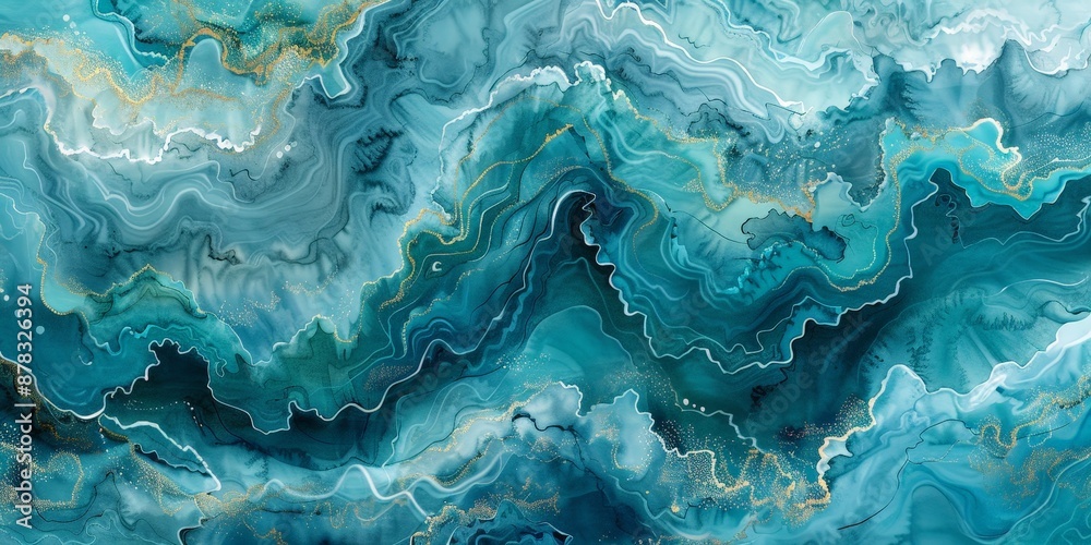 Abstract Blue and Gold Swirls