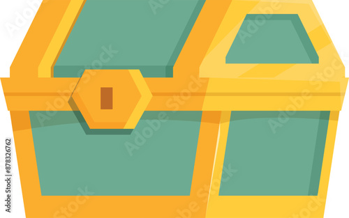 Closed golden chest with a padlock, keeping treasures and jewels safe inside