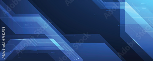 Dark blue technology background vector design.Vector abstract technology illustration on a dark blue background.High- tech geometry connection system concept. 