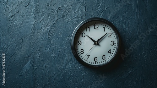 Wallpaper Mural Modern wall clock hanging on a white wall with ample copy space, symbolizing time management and precision in work. Torontodigital.ca