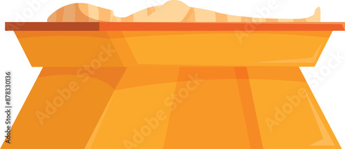Ancient egyptian mummy lying in golden sarcophagus icon in cartoon style