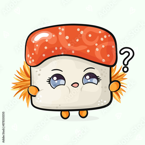 Wallpaper Mural Sushi and question mark. Vector hand drawn cartoon kawaii character illustration icon. Isolated on light green background. Sushi character concept Torontodigital.ca