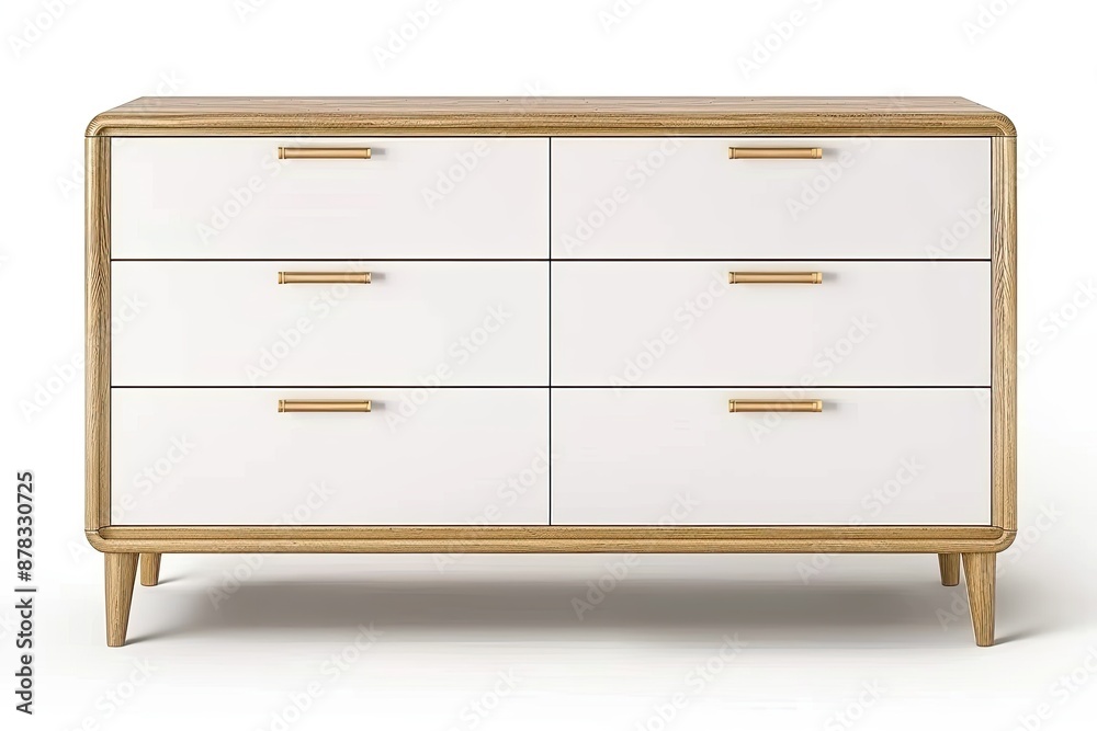 Minimalist Scandinavian Style White and Oak Wood Drawer Dresser Minimalist Scandinavian Style White and Oak Wood Drawer Dresser