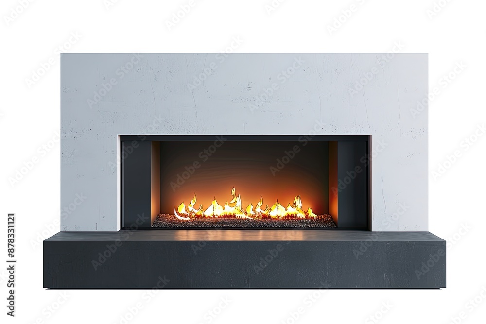 Modern Minimalist Fireplace with Concrete Surround Modern Minimalist Fireplace with Concrete Surround