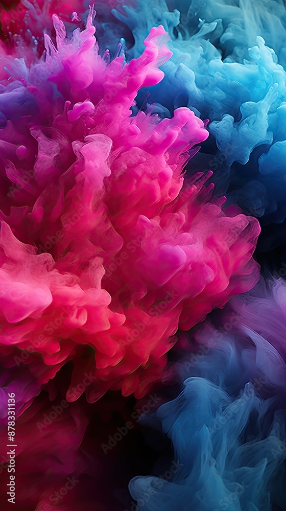 Fototapeta premium colorful dyes from the rainbow are colored in pink and blue.