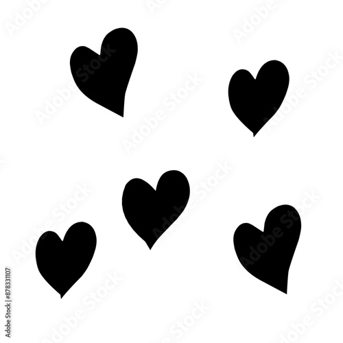 Abstract seamless heart pattern. Vector hand drawn love concept illustration. Black and white love doodle background with hearts. Wrapping paper, textile, wallpaper
