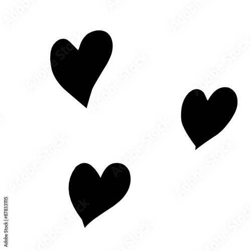Abstract seamless heart pattern. Vector hand drawn love concept illustration. Black and white love doodle background with hearts. Wrapping paper, textile, wallpaper