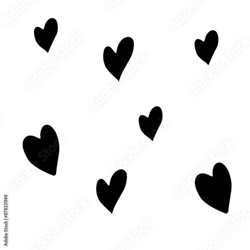 Abstract seamless heart pattern. Vector hand drawn love concept illustration. Black and white love doodle background with hearts. Wrapping paper, textile, wallpaper