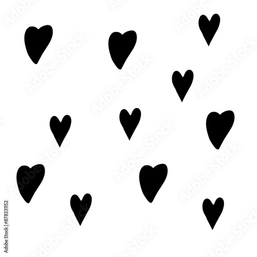 Abstract seamless heart pattern. Vector hand drawn love concept illustration. Black and white love doodle background with hearts. Wrapping paper, textile, wallpaper