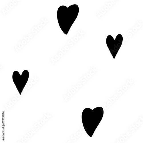 Abstract seamless heart pattern. Vector hand drawn love concept illustration. Black and white love doodle background with hearts. Wrapping paper, textile, wallpaper